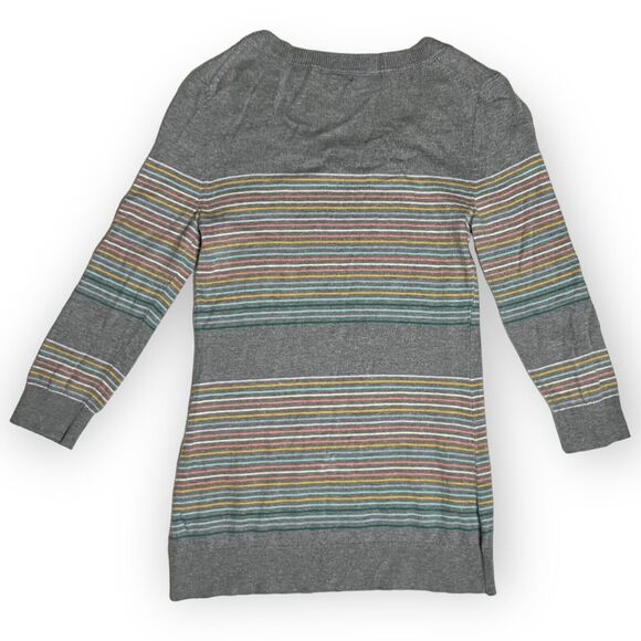 Gap Women's "Crazy" Gray & Multicolor Stripe Round Neck Pullover Sweater Size XS - Picture 2 of 12